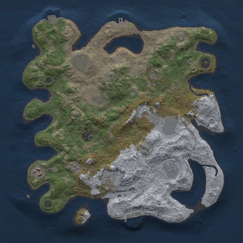 Rust Map: Procedural Map, Size: 3500, Seed: 365950508, 17 Monuments