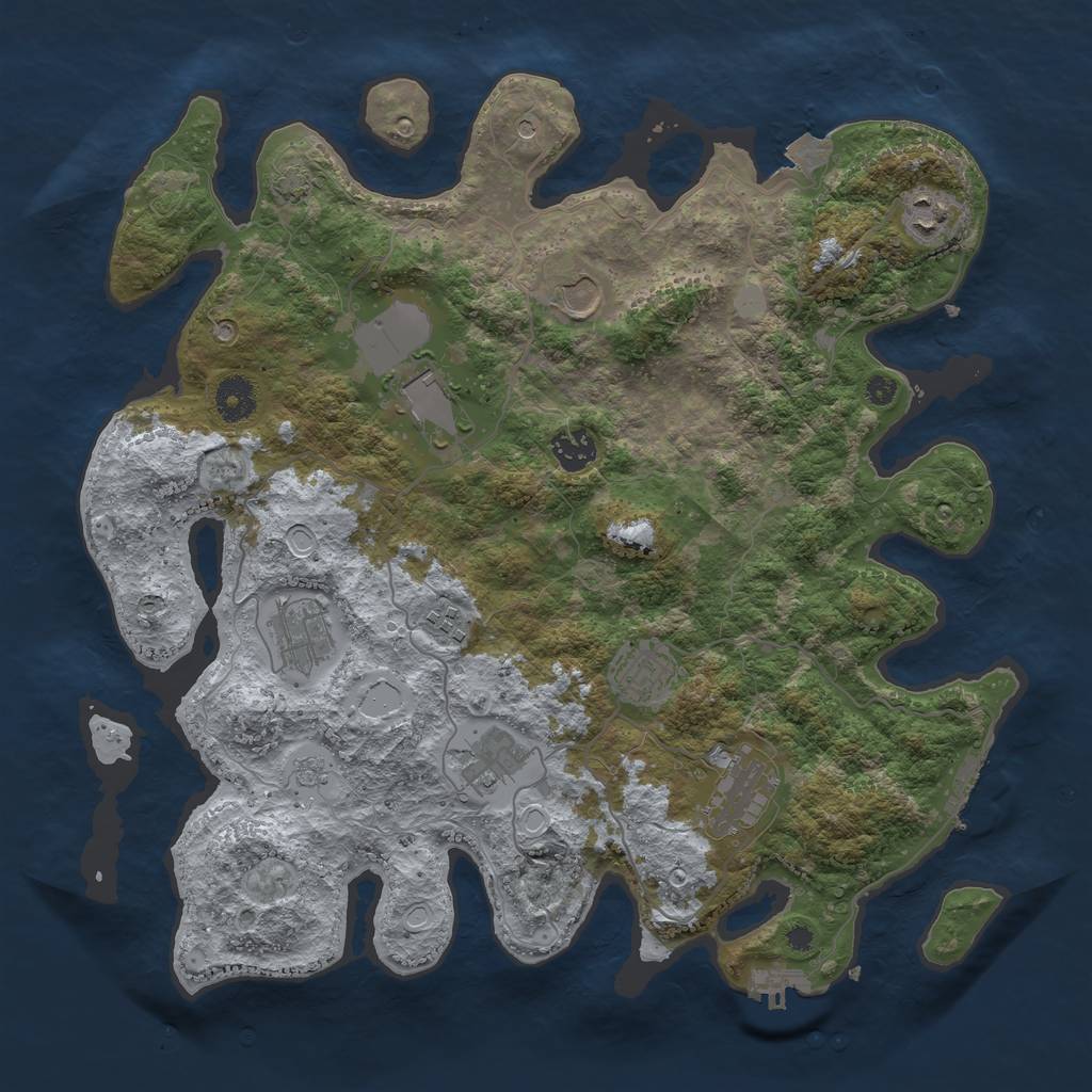 Rust Map: Procedural Map, Size: 3800, Seed: 90257912, 17 Monuments