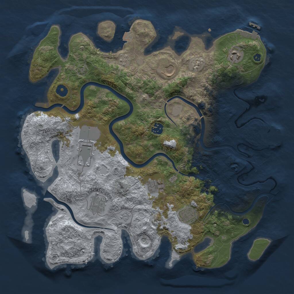 Rust Map: Procedural Map, Size: 3800, Seed: 90257912, 14 Monuments