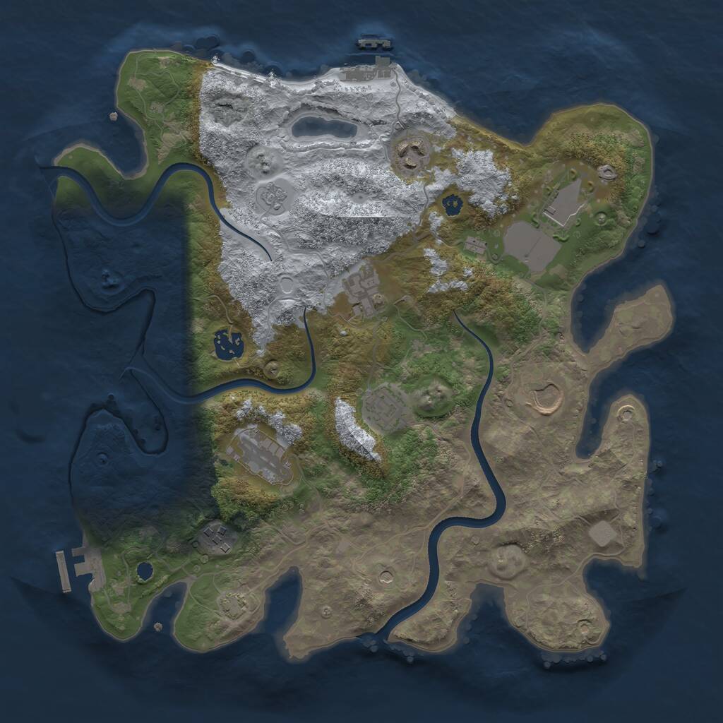 Rust Map: Procedural Map, Size: 3500, Seed: 540431259, 14 Monuments