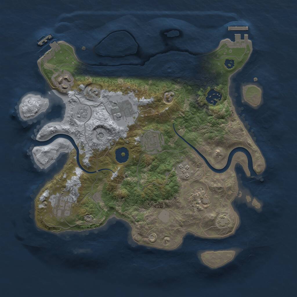 Rust Map: Procedural Map, Size: 3000, Seed: 2050859750, 13 Monuments