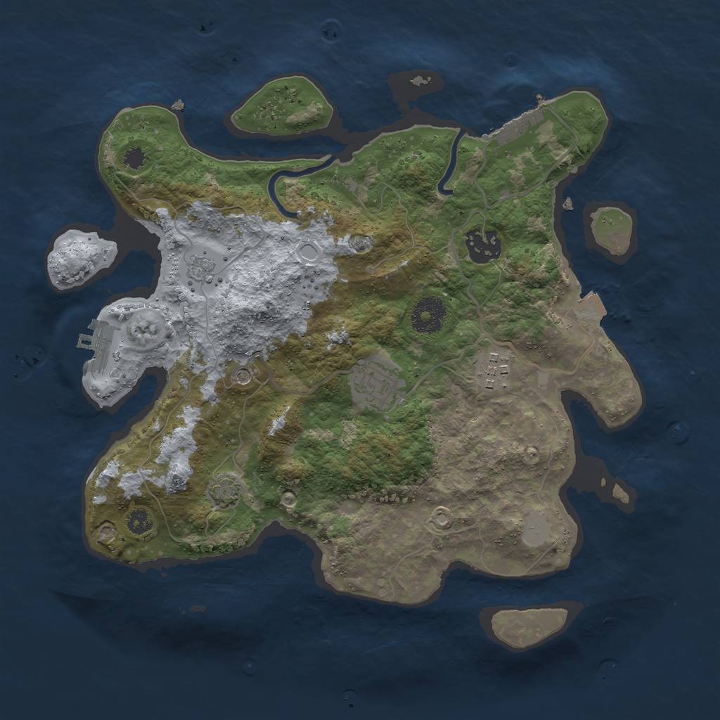 Rust Map: Procedural Map, Size: 3000, Seed: 2050859750, 11 Monuments