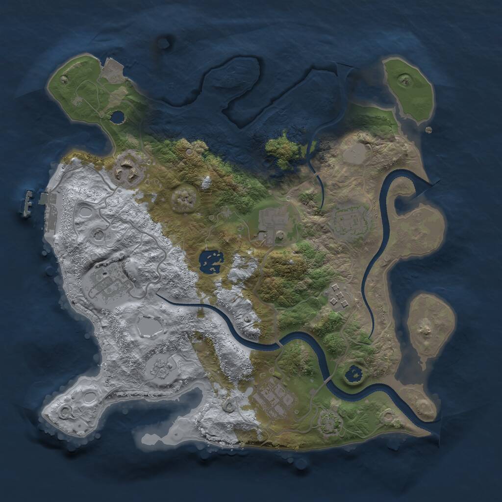 Rust Map: Procedural Map, Size: 3000, Seed: 32130, 12 Monuments
