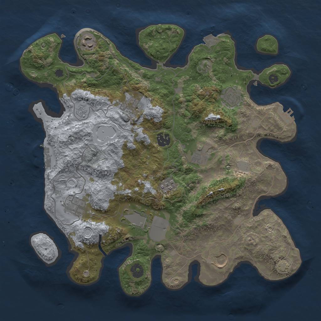 Rust Map: Procedural Map, Size: 3500, Seed: 7993, 16 Monuments