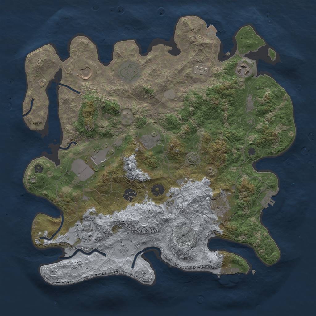 Rust Map: Procedural Map, Size: 3700, Seed: 55560776, 17 Monuments