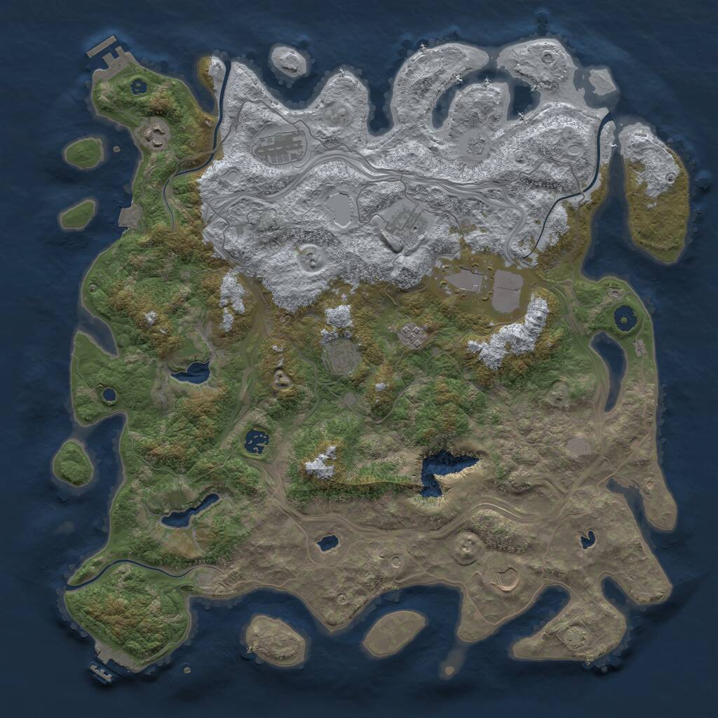 Rust Map: Procedural Map, Size: 4500, Seed: 1958310740, 14 Monuments