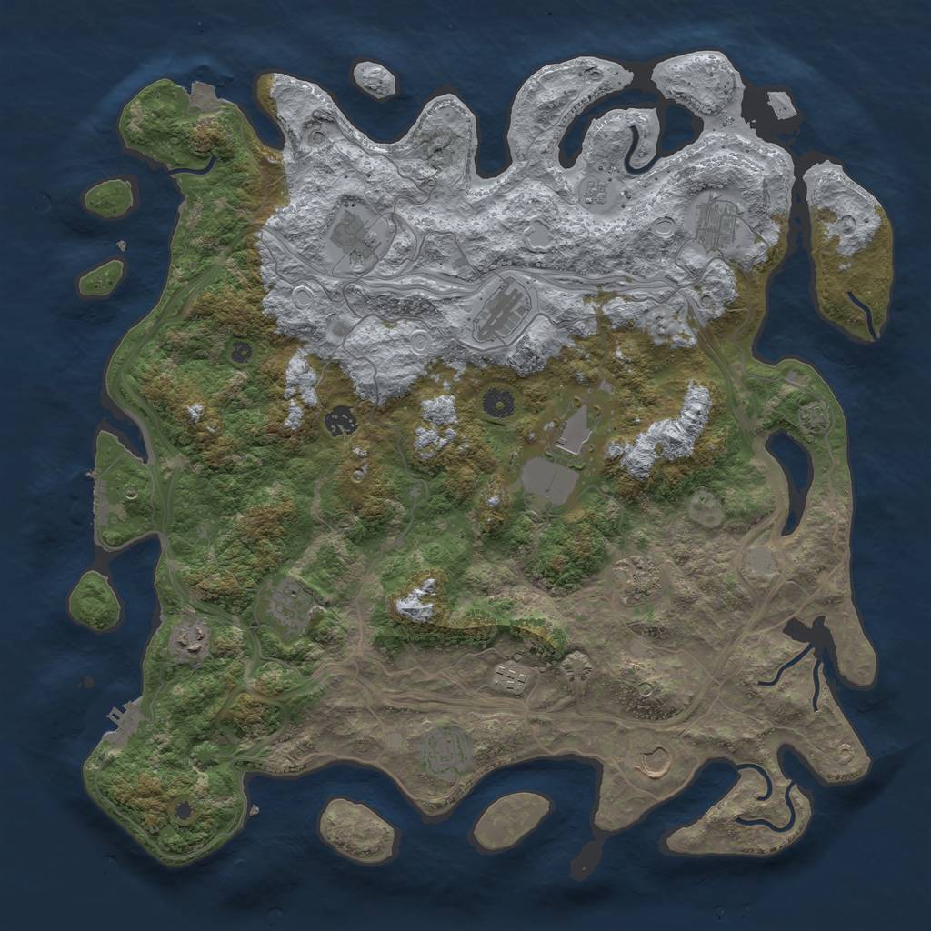 Rust Map: Procedural Map, Size: 4500, Seed: 1958310740, 19 Monuments