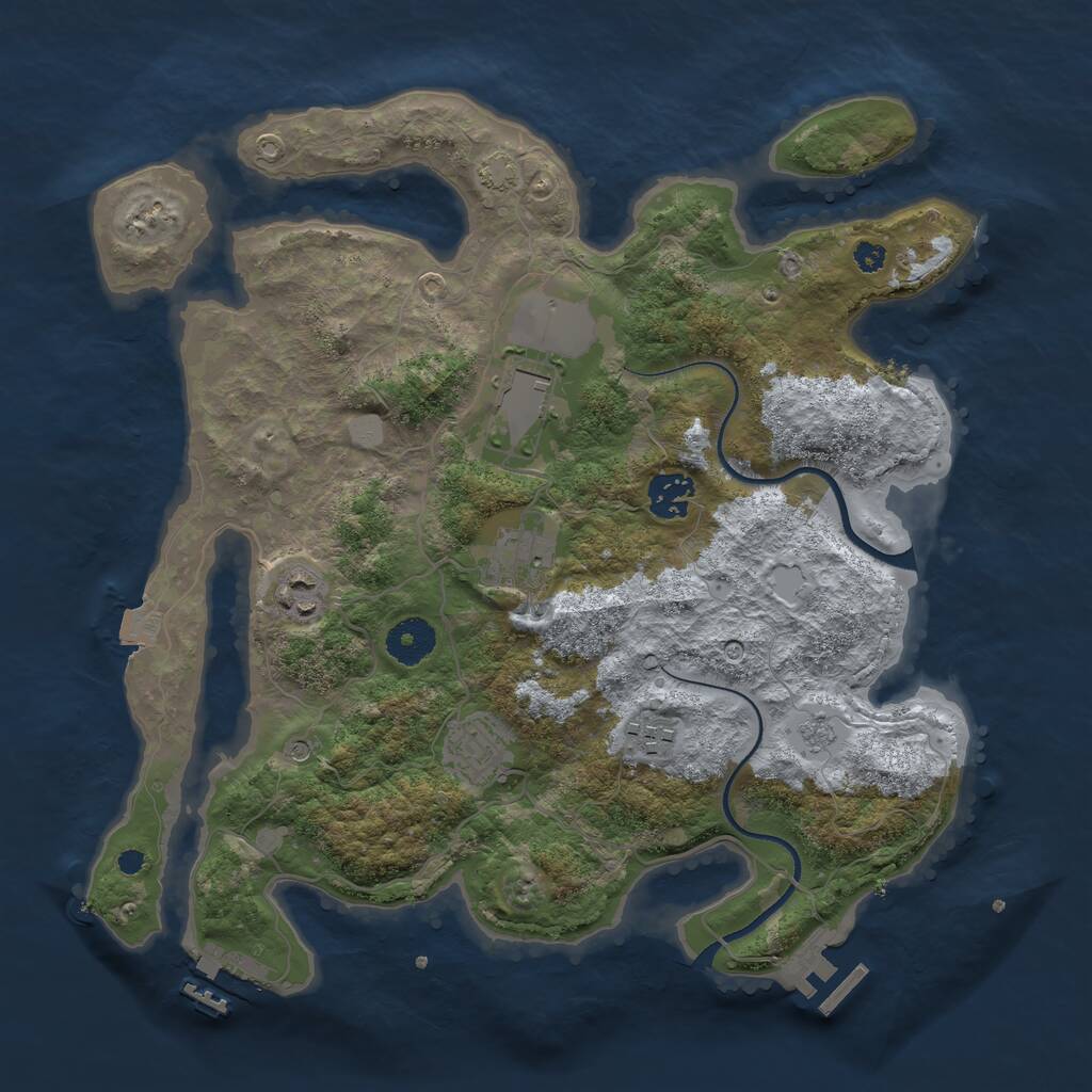 Rust Map: Procedural Map, Size: 3500, Seed: 953058951, 12 Monuments