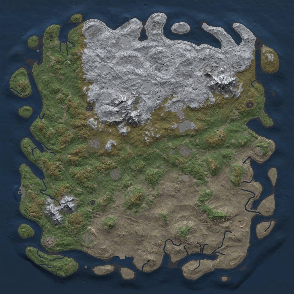 Rust Map: Procedural Map, Size: 6000, Seed: 1247561404, 19 Monuments