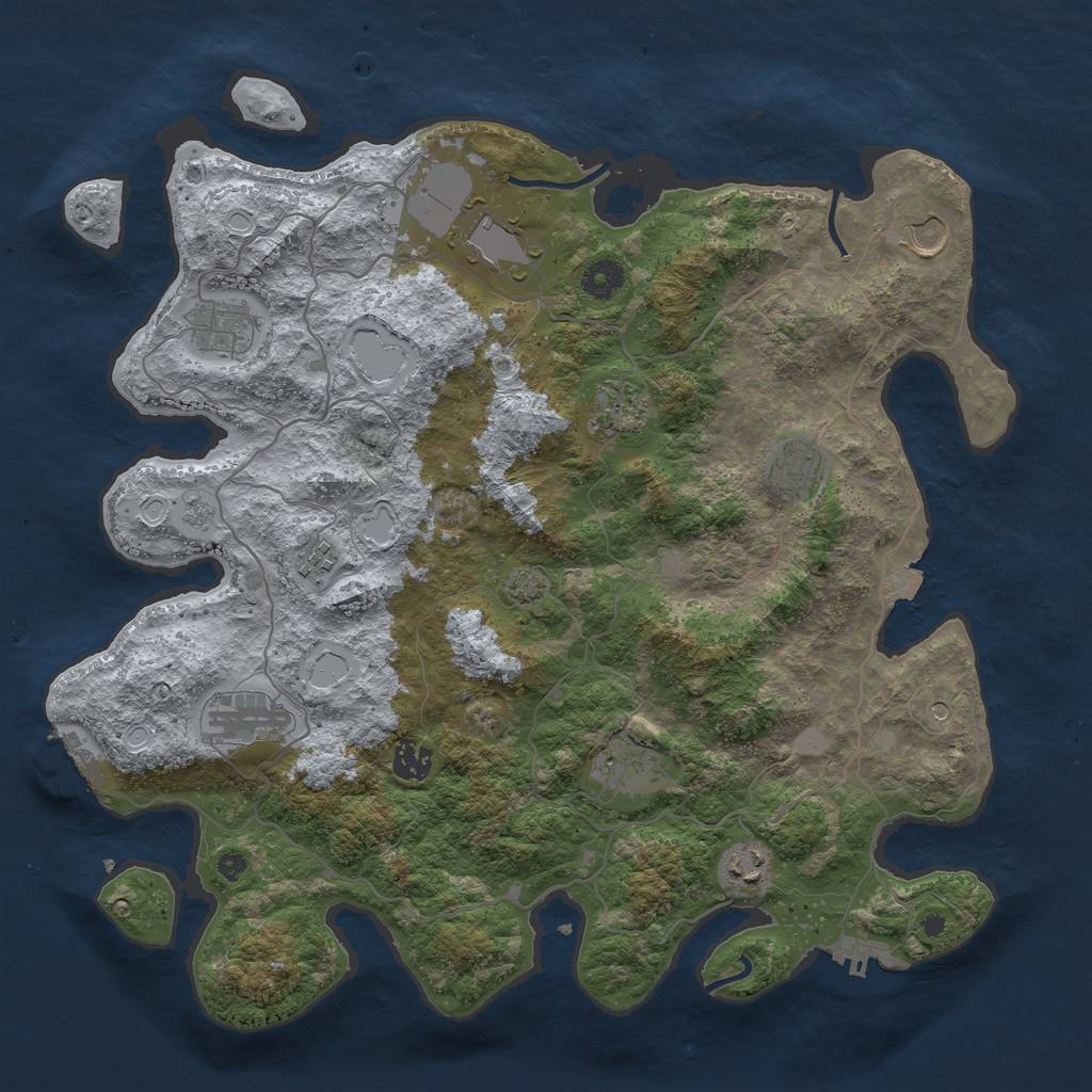 Rust Map: Procedural Map, Size: 4000, Seed: 1039325660, 18 Monuments