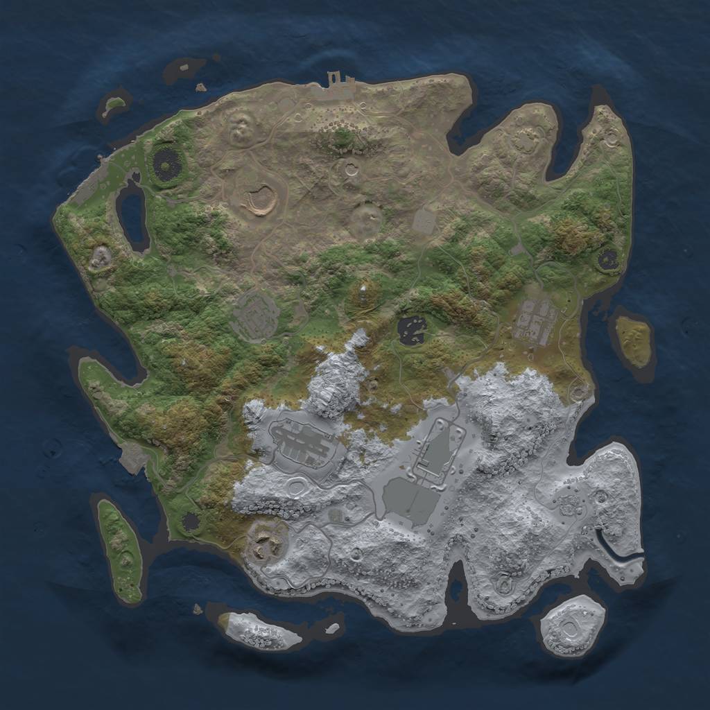 Rust Map: Procedural Map, Size: 3500, Seed: 800593402, 15 Monuments