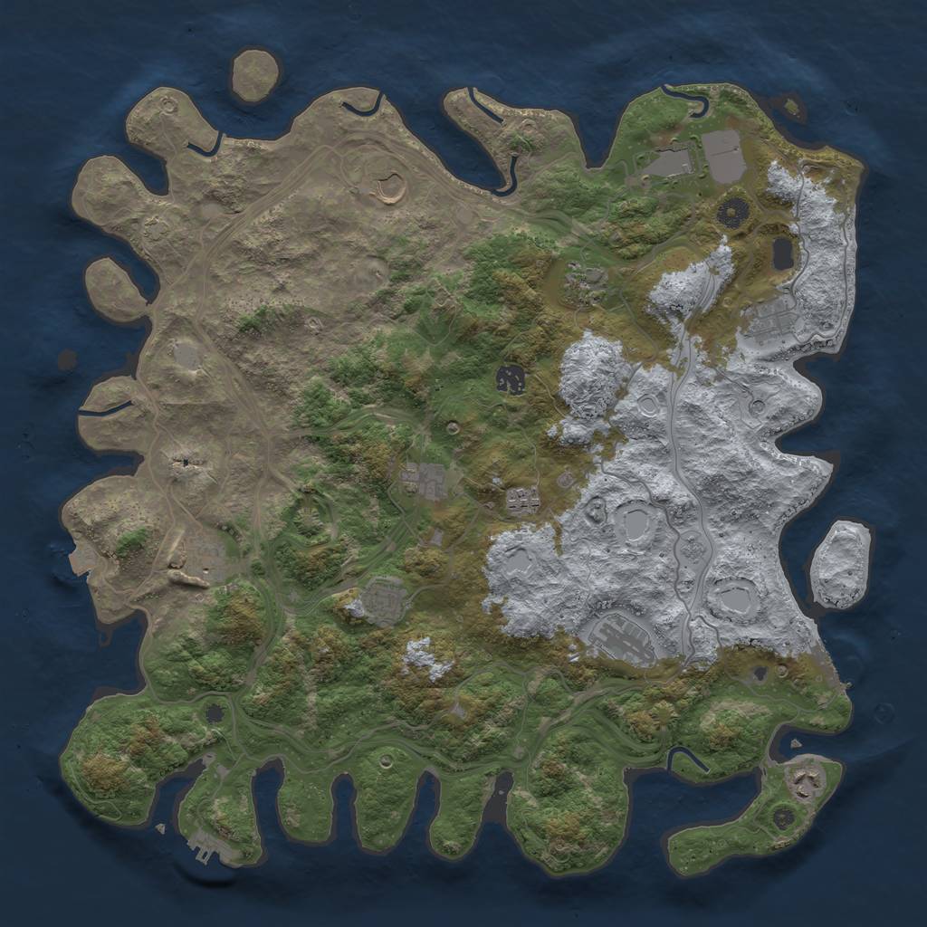 Rust Map: Procedural Map, Size: 4500, Seed: 65489, 19 Monuments