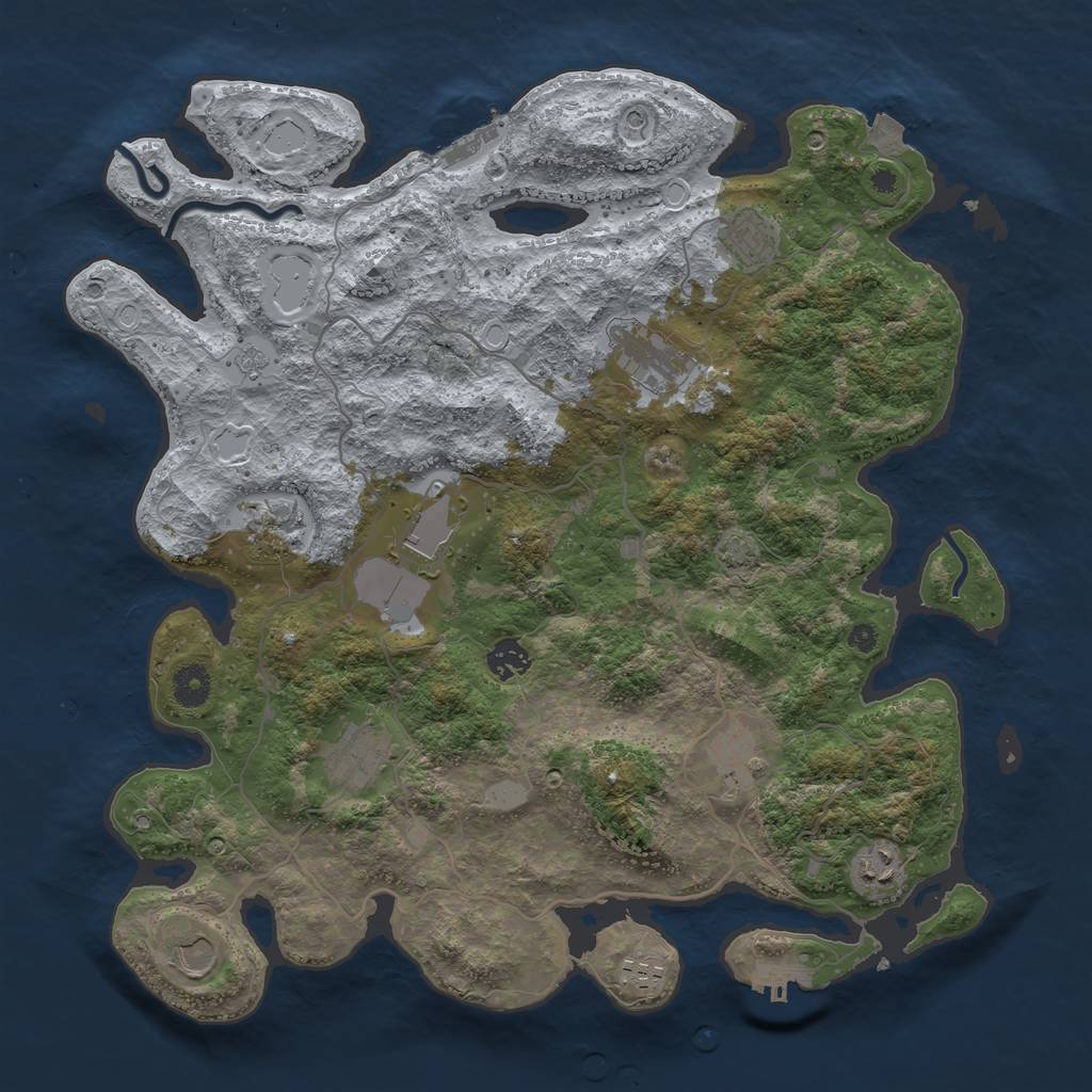 Rust Map: Procedural Map, Size: 4000, Seed: 254346371, 18 Monuments