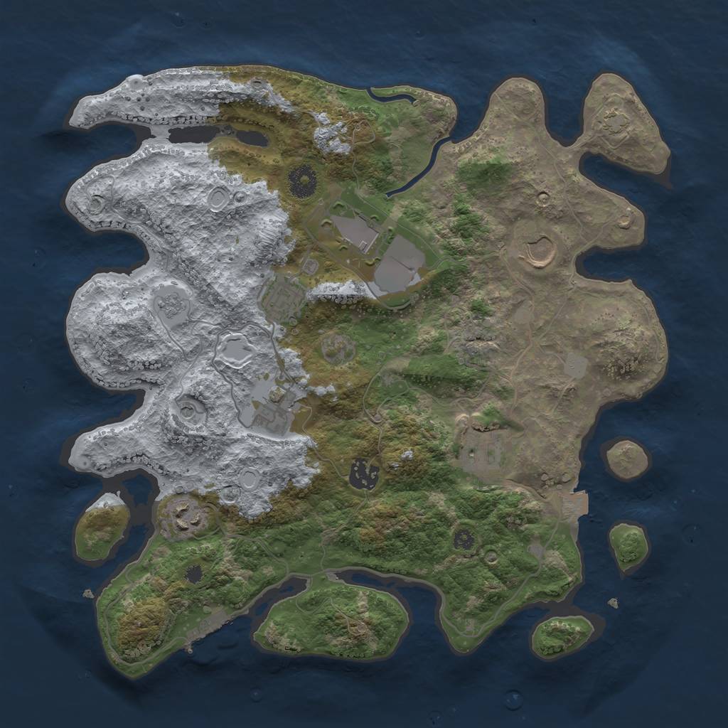 Rust Map: Procedural Map, Size: 3500, Seed: 1400332129, 14 Monuments