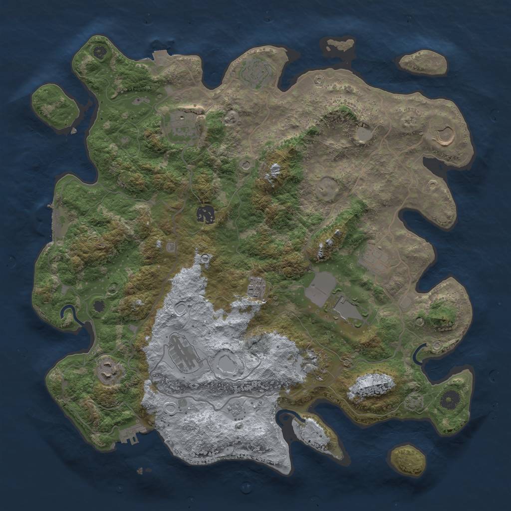 Rust Map: Procedural Map, Size: 4000, Seed: 1970021432, 18 Monuments