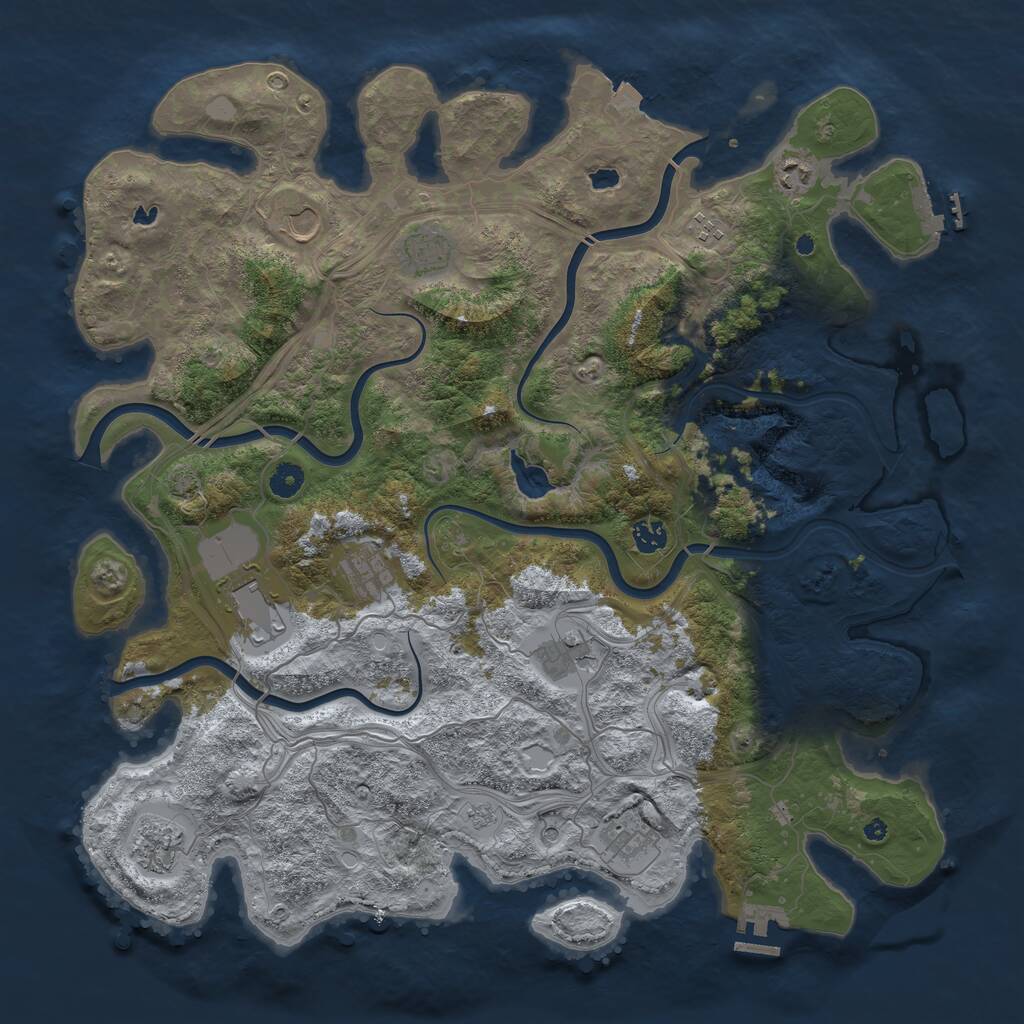 Rust Map: Procedural Map, Size: 4500, Seed: 883718119, 16 Monuments