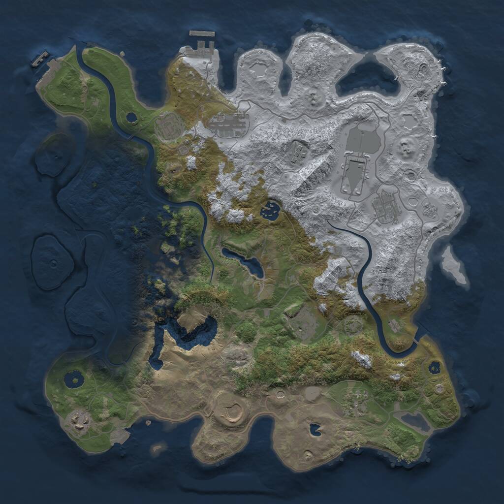 Rust Map: Procedural Map, Size: 4000, Seed: 1974687325, 17 Monuments
