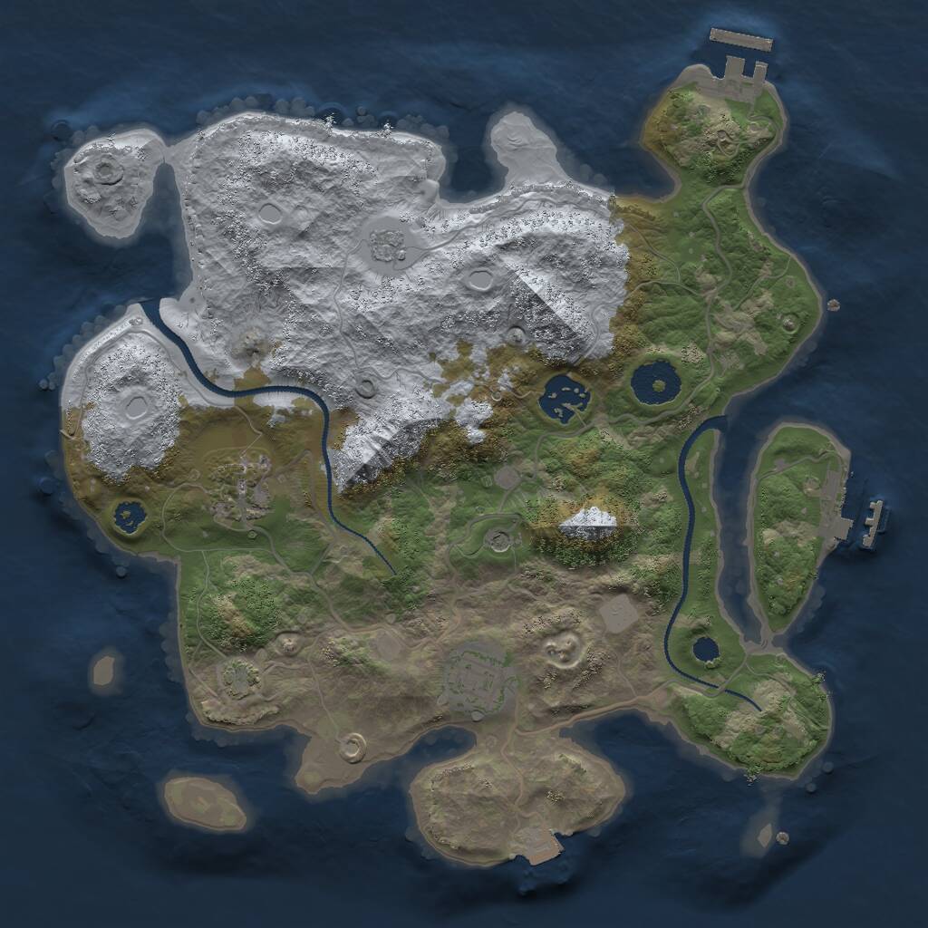 Rust Map: Procedural Map, Size: 3000, Seed: 16459, 9 Monuments