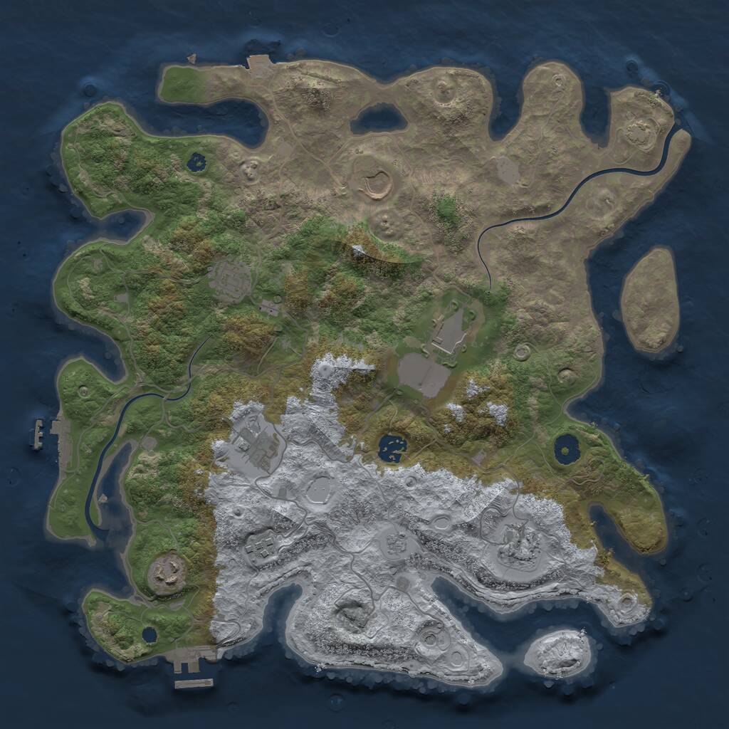 Rust Map: Procedural Map, Size: 3850, Seed: 38693928, 14 Monuments