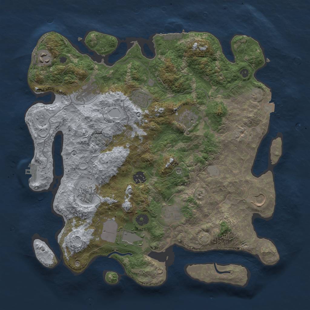 Rust Map: Procedural Map, Size: 3750, Seed: 27797288, 18 Monuments