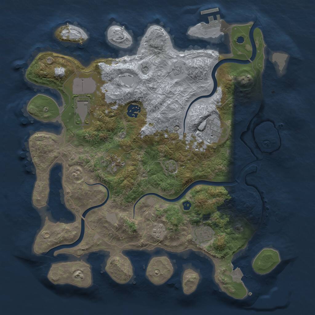 Rust Map: Procedural Map, Size: 3500, Seed: 512319043, 11 Monuments