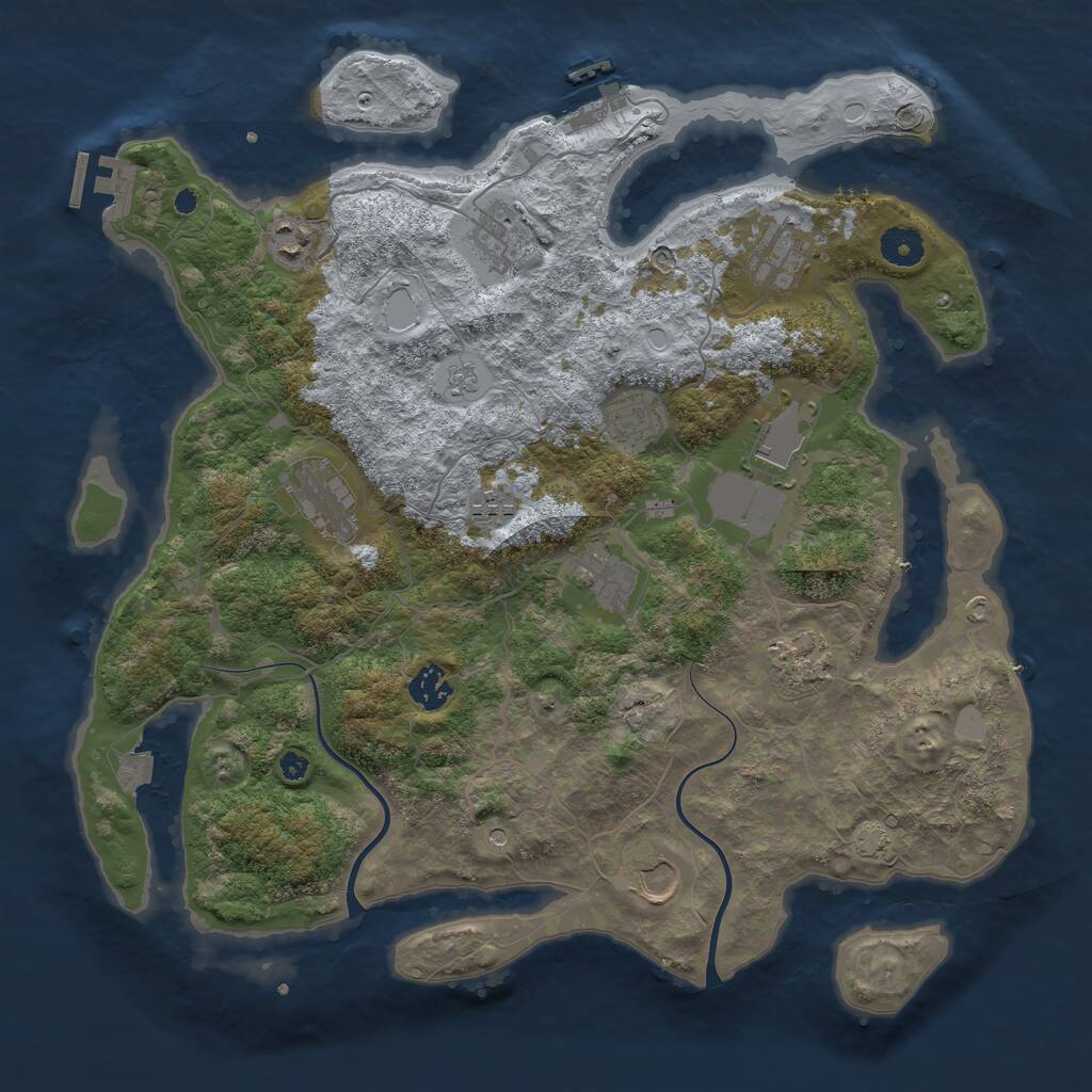 Rust Map: Procedural Map, Size: 3900, Seed: 57278398, 17 Monuments