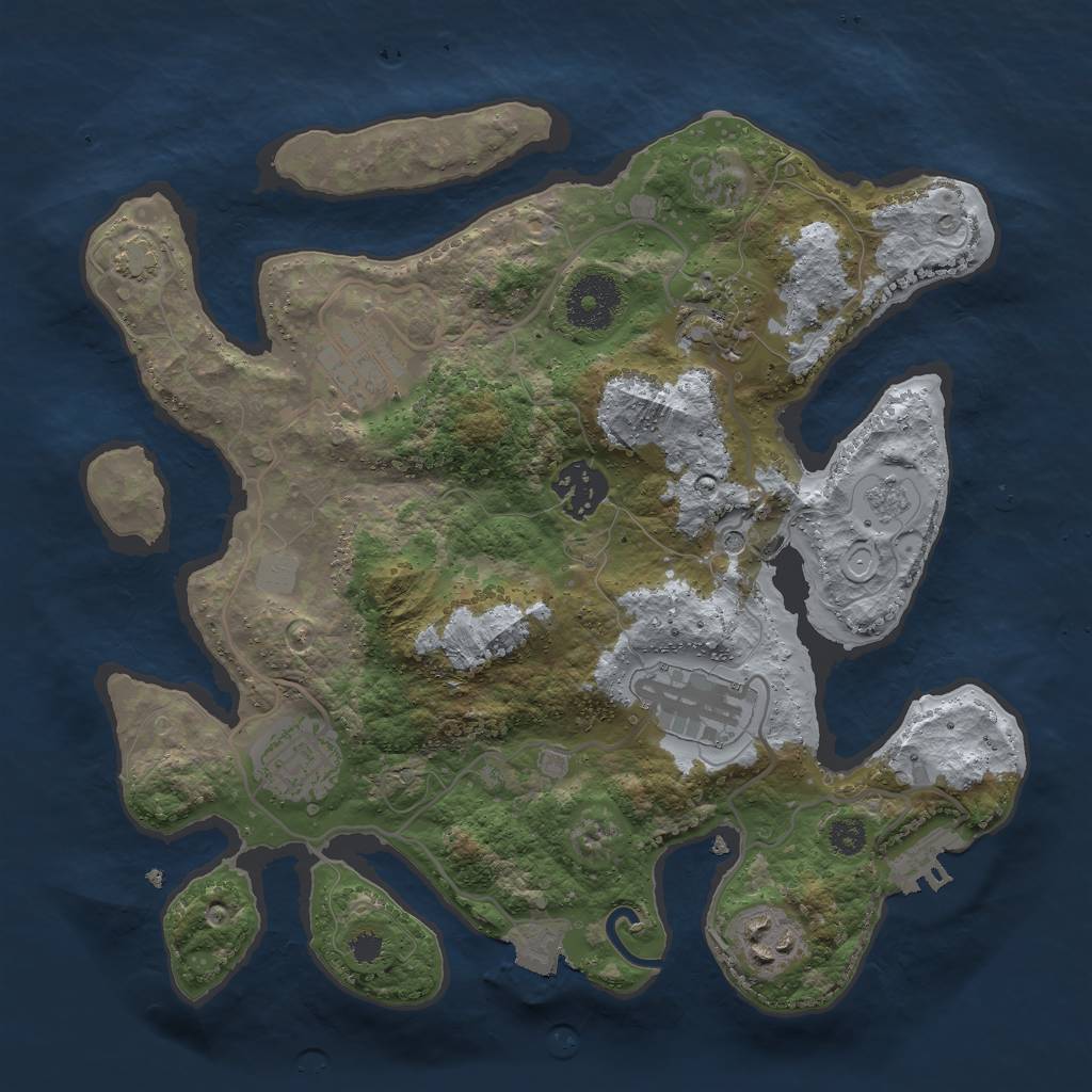 Rust Map: Procedural Map, Size: 3000, Seed: 929792566, 13 Monuments