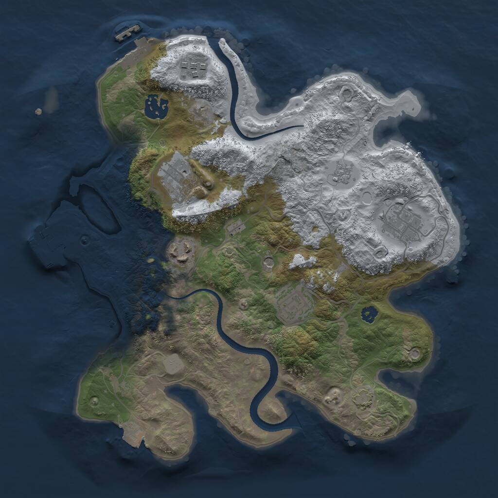 Rust Map: Procedural Map, Size: 3000, Seed: 1030263482, 12 Monuments