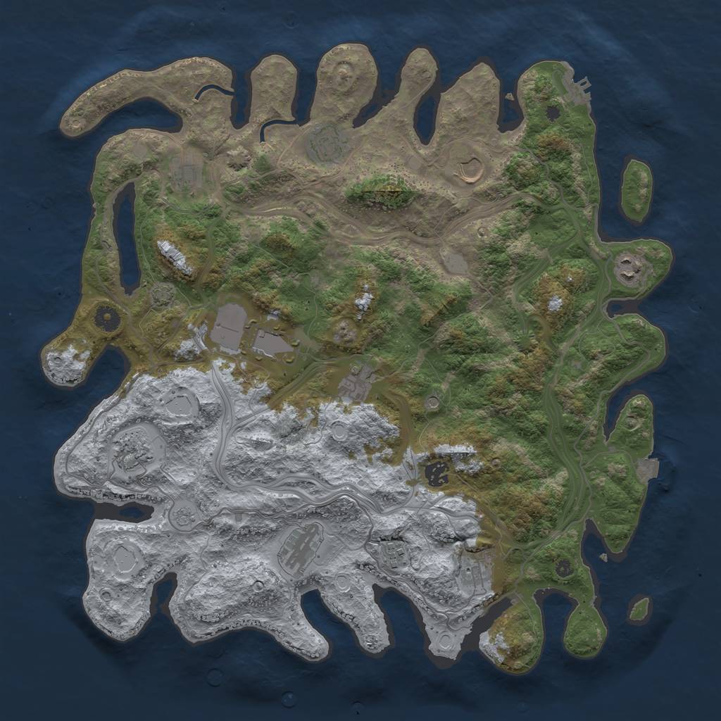 Rust Map: Procedural Map, Size: 4250, Seed: 353810658, 18 Monuments