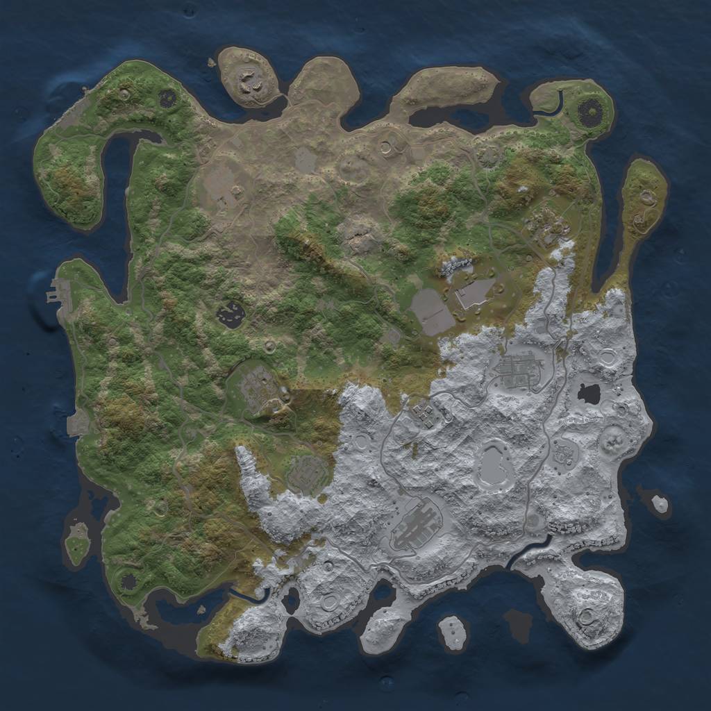 Rust Map: Procedural Map, Size: 4000, Seed: 39176022, 18 Monuments