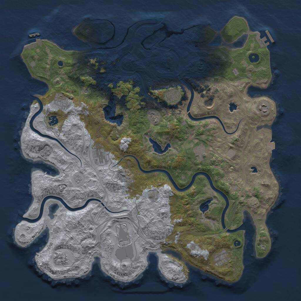 Rust Map: Procedural Map, Size: 4500, Seed: 1864300233, 17 Monuments