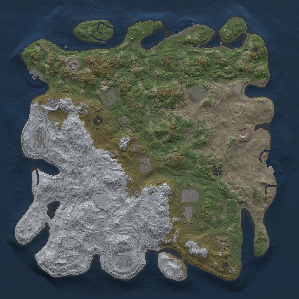 Rust Map: Procedural Map, Size: 4500, Seed: 1864300233, 19 Monuments