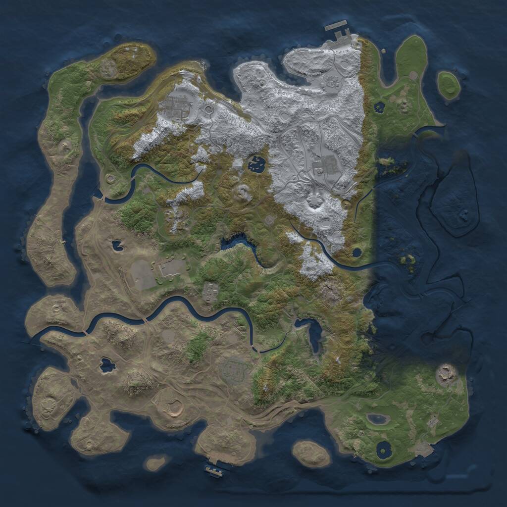 Rust Map: Procedural Map, Size: 4500, Seed: 1107974120, 15 Monuments