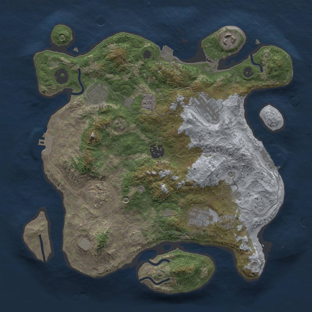 Rust Map: Procedural Map, Size: 3200, Seed: 2088818783, 15 Monuments