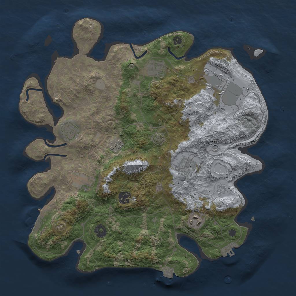 Rust Map: Procedural Map, Size: 3500, Seed: 359849782, 16 Monuments