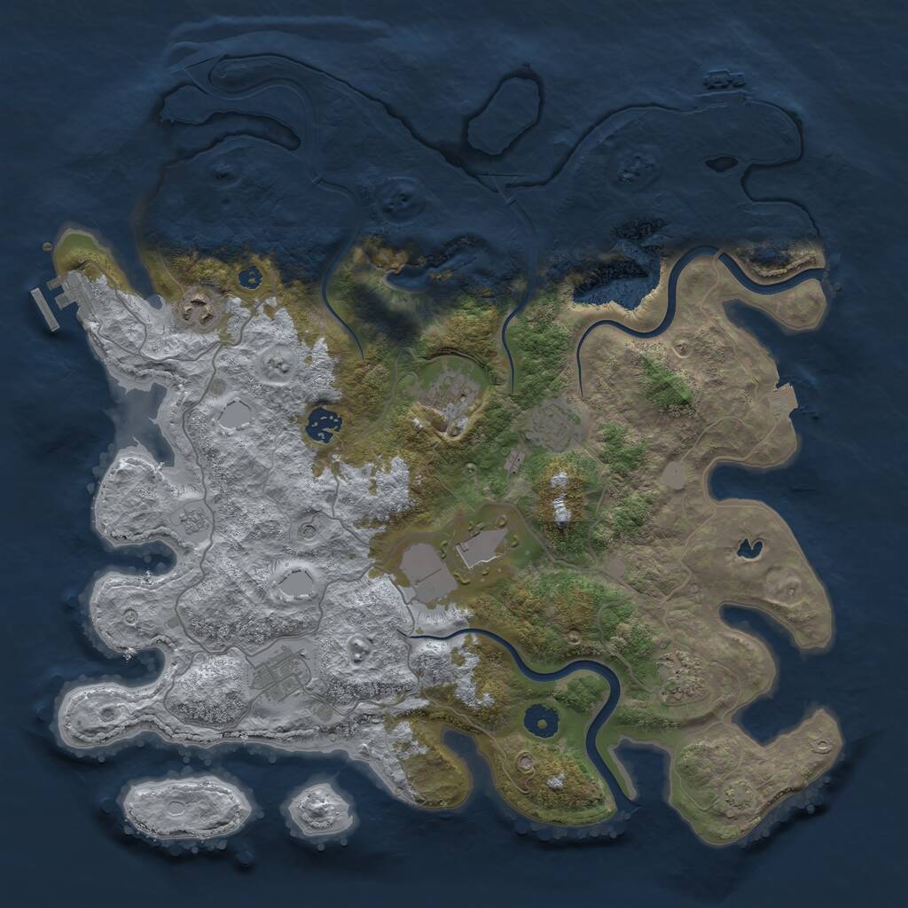 Rust Map: Procedural Map, Size: 4000, Seed: 1275995269, 13 Monuments