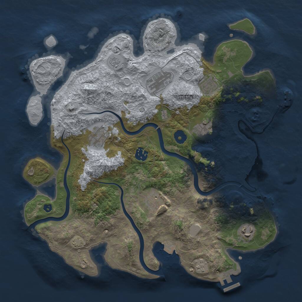 Rust Map: Procedural Map, Size: 3500, Seed: 2140993790, 14 Monuments