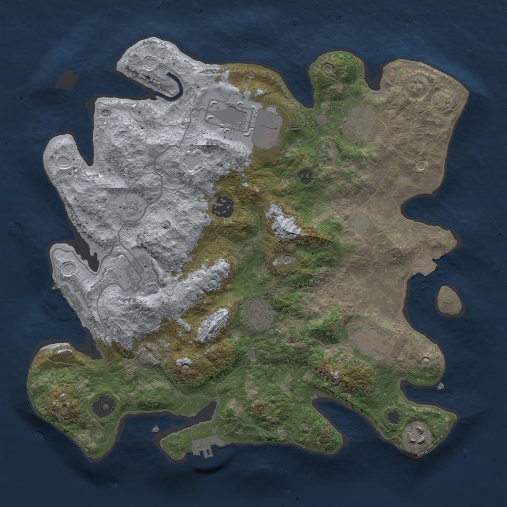 Rust Map: Procedural Map, Size: 3500, Seed: 1171358080, 15 Monuments