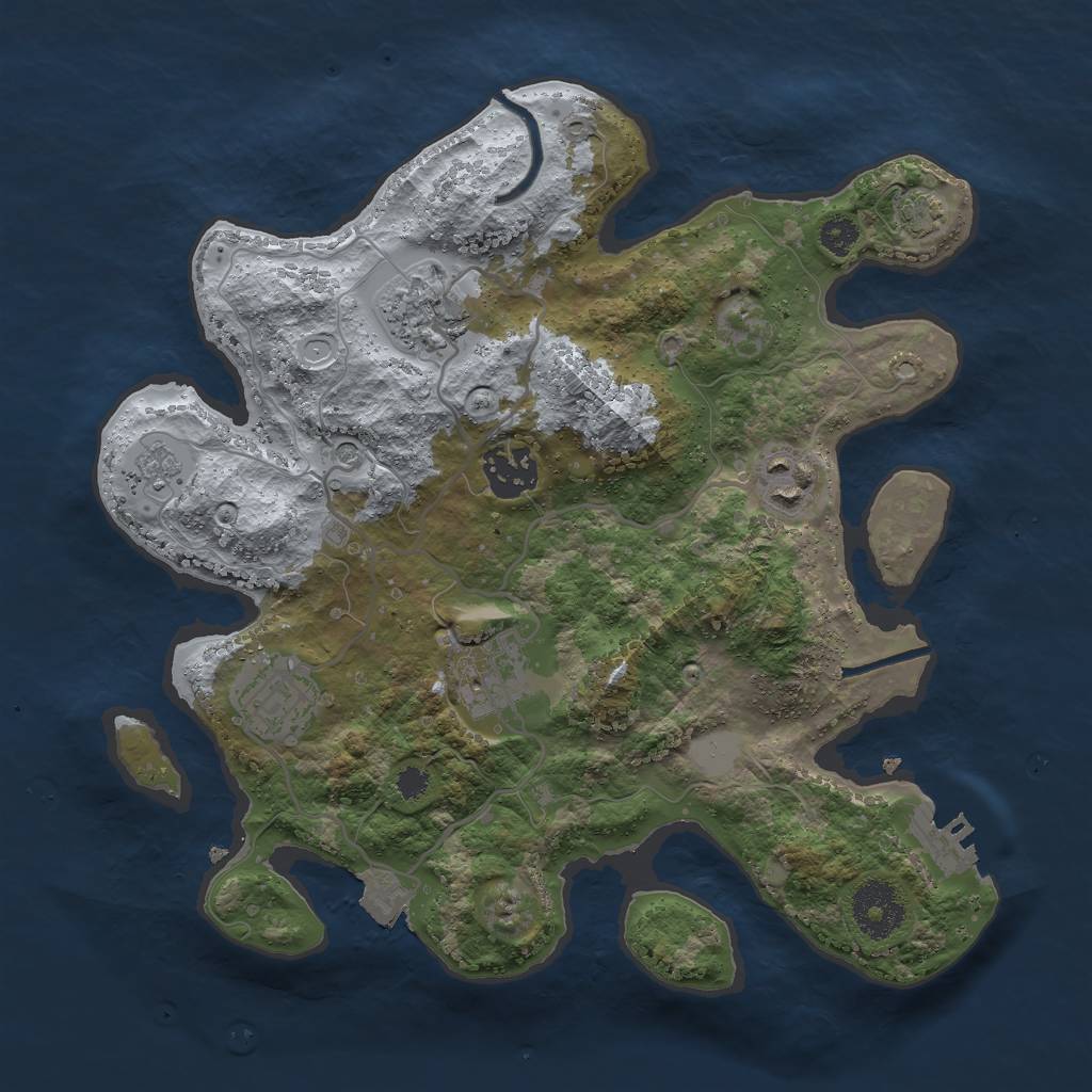 Rust Map: Procedural Map, Size: 3000, Seed: 879214938, 12 Monuments