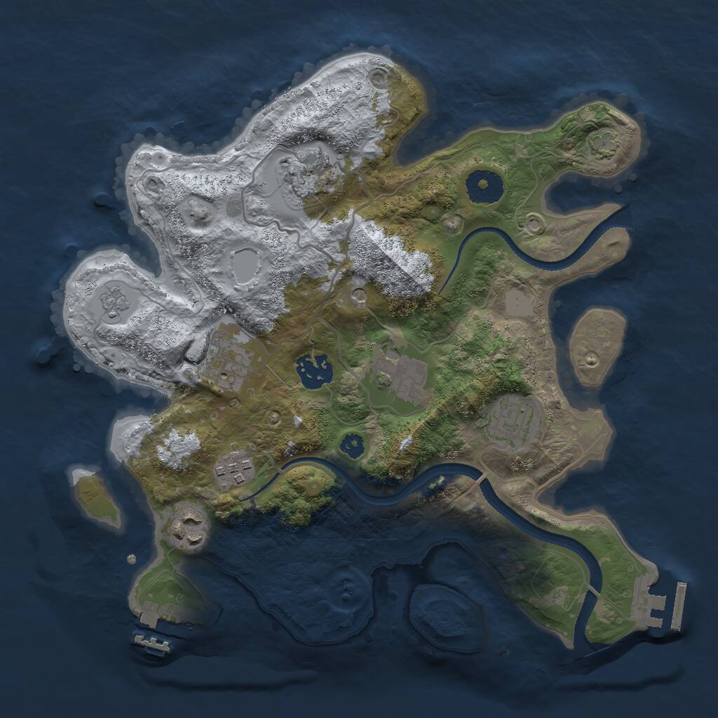 Rust Map: Procedural Map, Size: 3000, Seed: 879214938, 13 Monuments