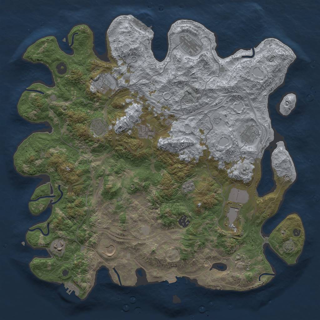 Rust Map: Procedural Map, Size: 4250, Seed: 992069167, 19 Monuments
