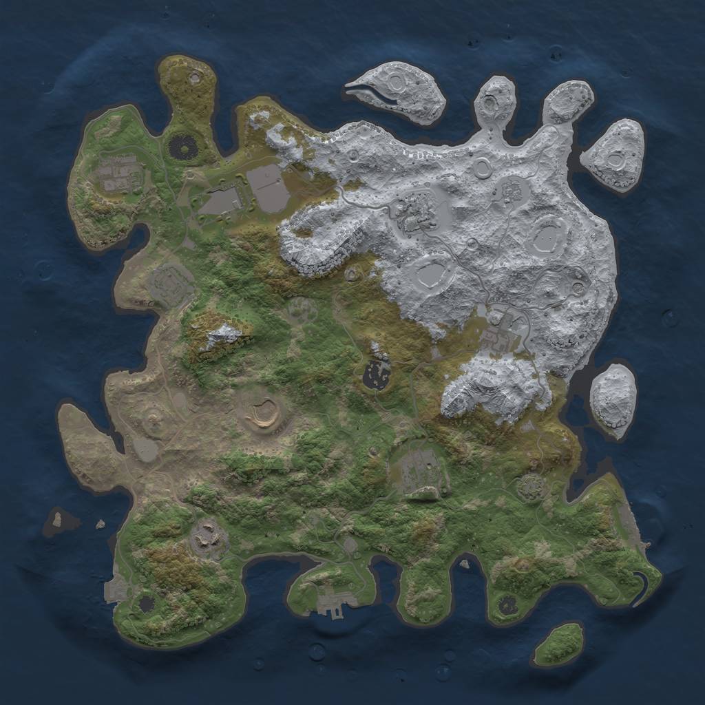 Rust Map: Procedural Map, Size: 3800, Seed: 23799, 17 Monuments