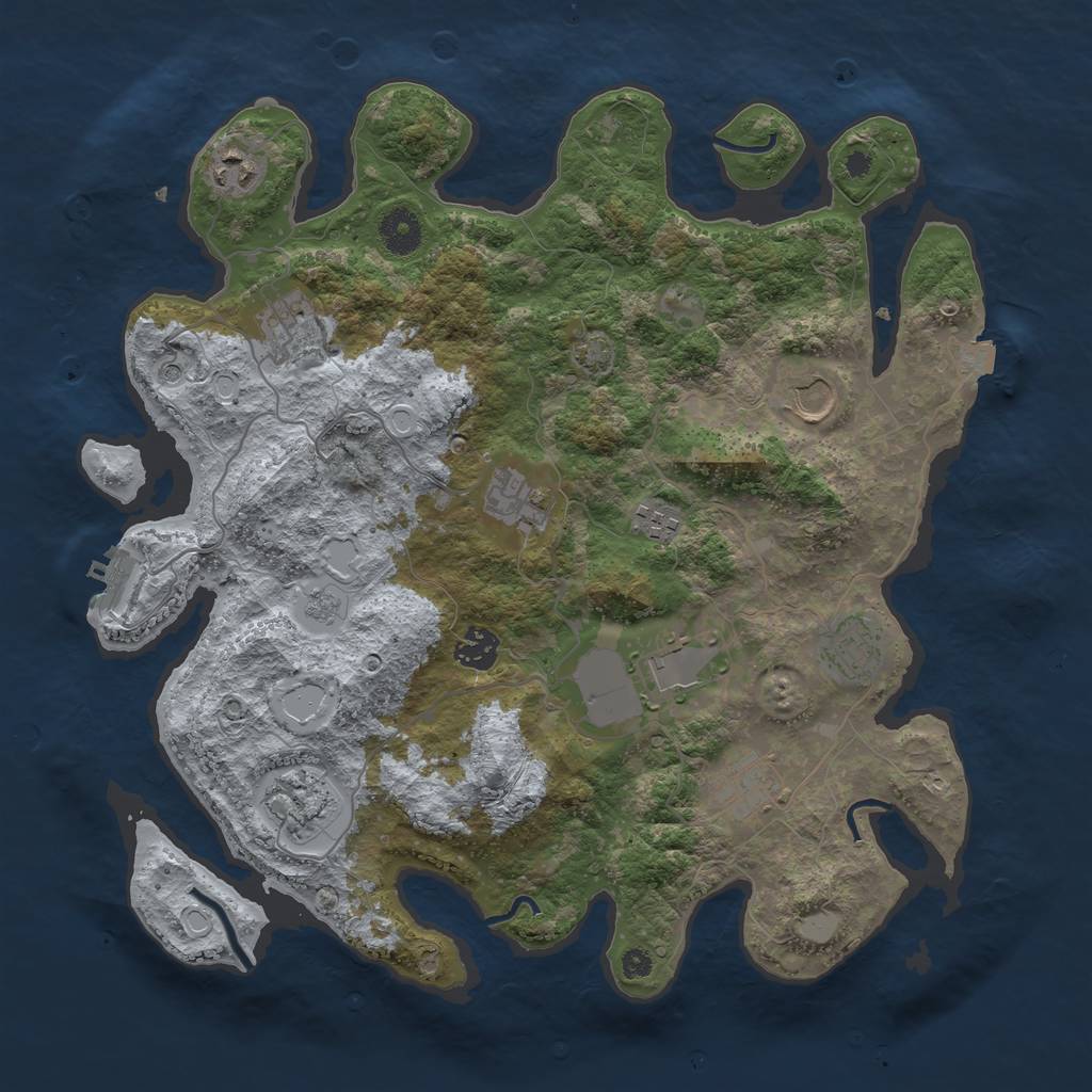 Rust Map: Procedural Map, Size: 3750, Seed: 1353854580, 17 Monuments