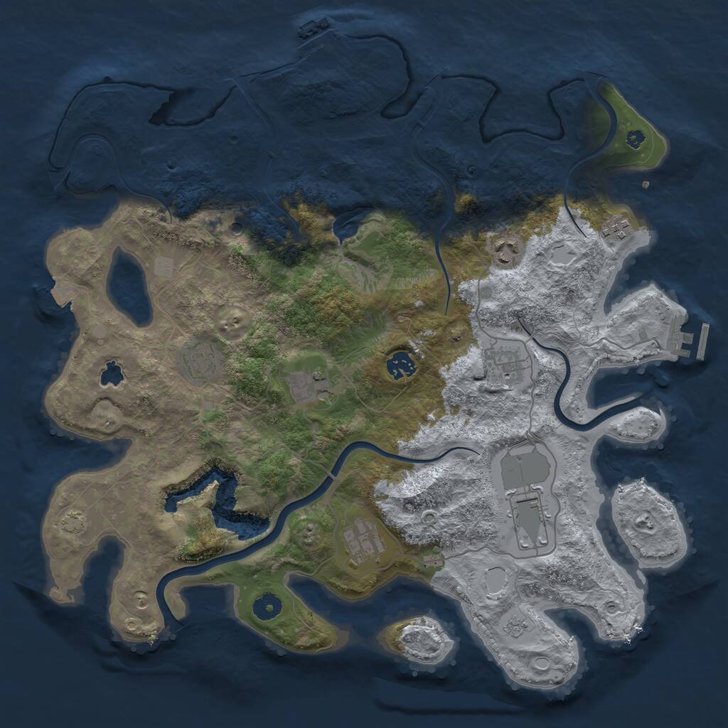 Rust Map: Procedural Map, Size: 4000, Seed: 6713, 14 Monuments