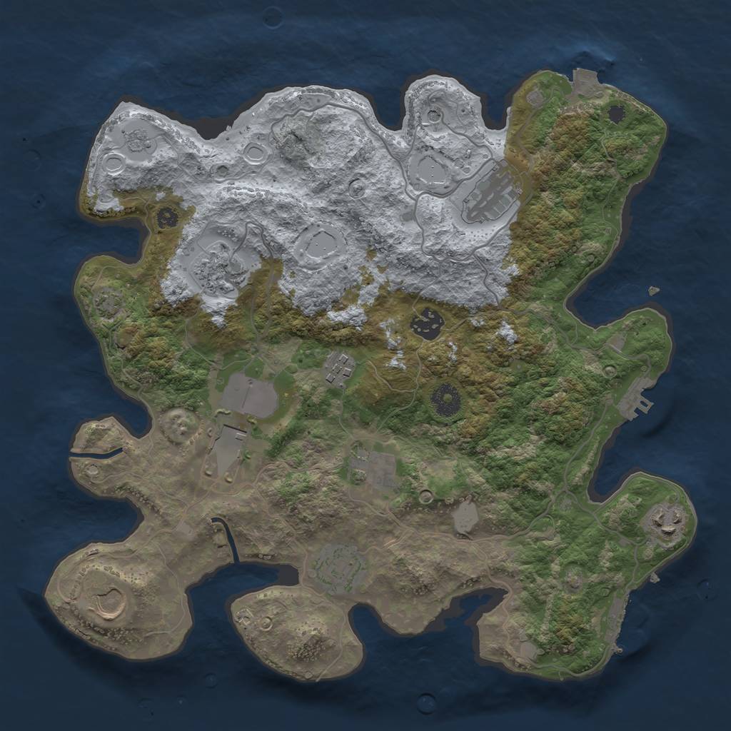 Rust Map: Procedural Map, Size: 3500, Seed: 982116596, 17 Monuments