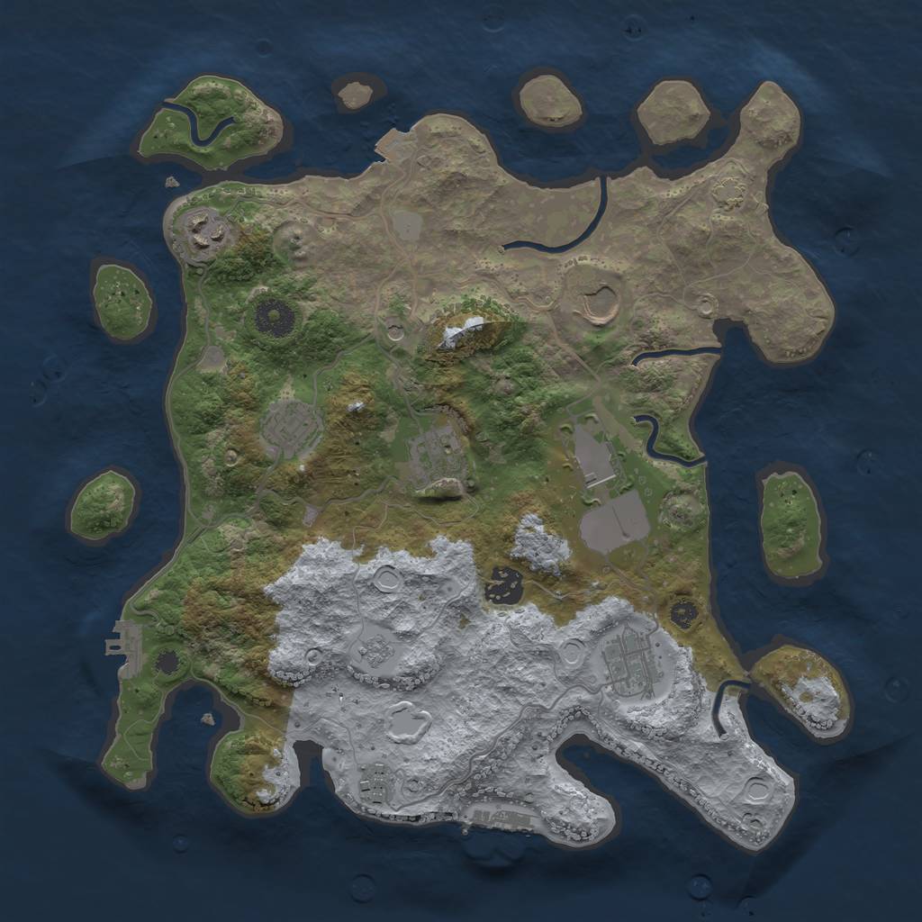 Rust Map: Procedural Map, Size: 3500, Seed: 439361906, 16 Monuments