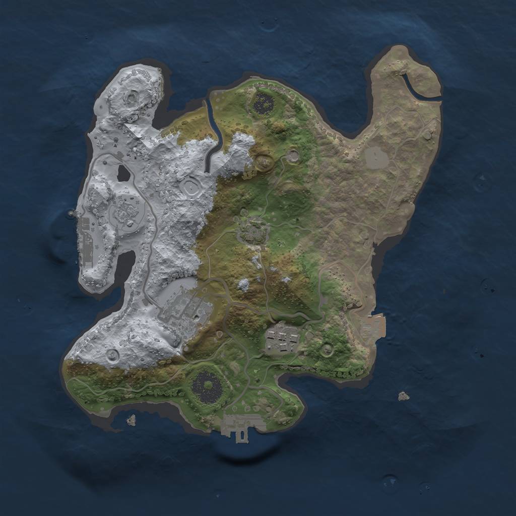 Rust Map: Procedural Map, Size: 2500, Seed: 1266827164, 9 Monuments