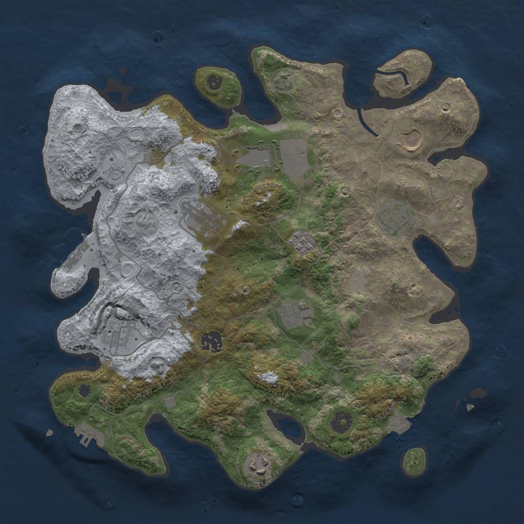 Rust Map: Procedural Map, Size: 3600, Seed: 1551143793, 17 Monuments