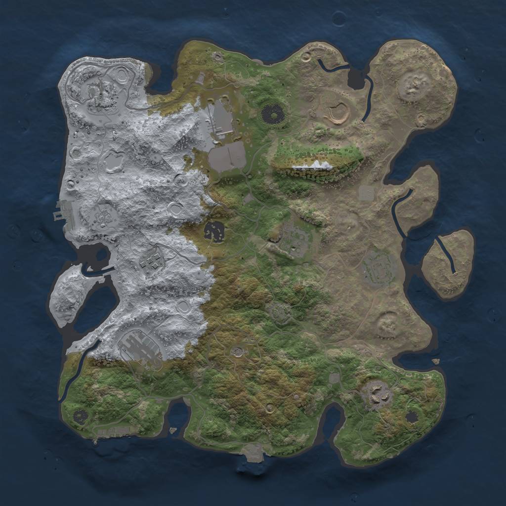 Rust Map: Procedural Map, Size: 3500, Seed: 1151719571, 17 Monuments