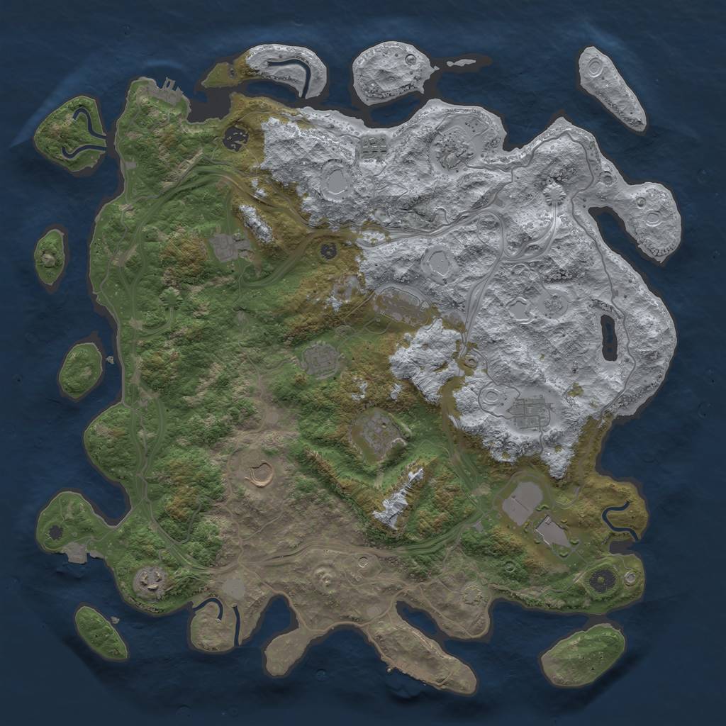 Rust Map: Procedural Map, Size: 4500, Seed: 2008930153, 19 Monuments